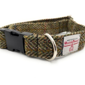Harris Tweed Green Herringbone Handmade Dog Collar