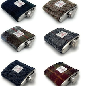 ハリスツイード ステンレススチール ヒップフラスコ 6オンス