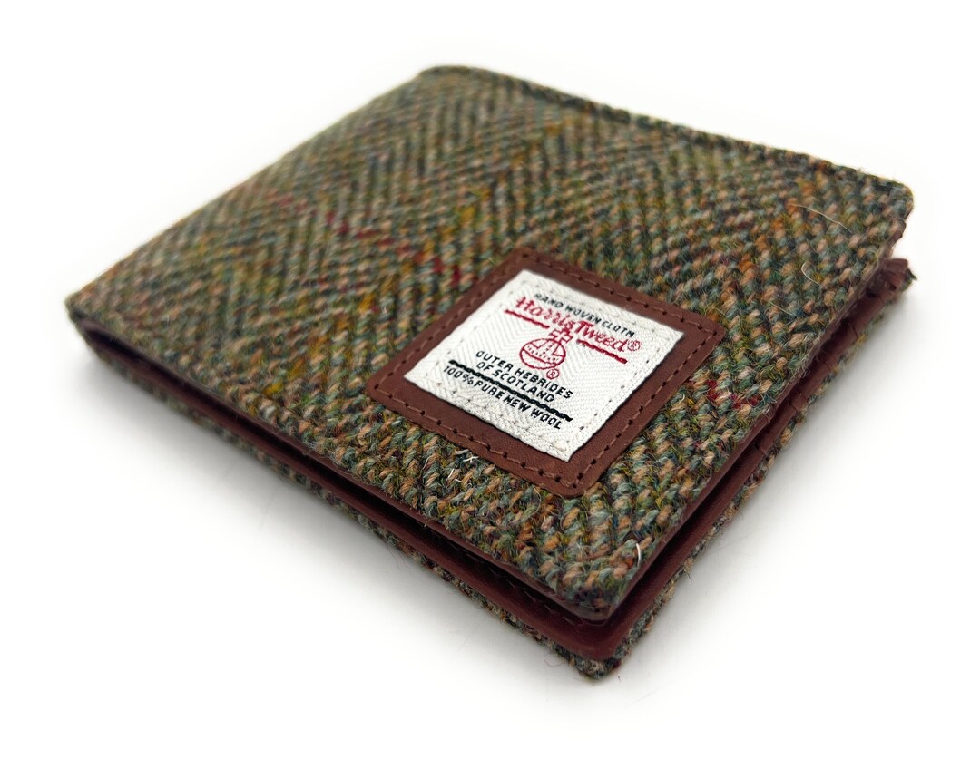 Harris Tweed Herren-Geldbörse, Dreifach Gefaltet, Grau