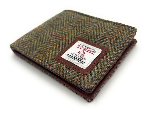 Porte-monnaie Portefeuille à Chevrons Verts Harris Tweed Green