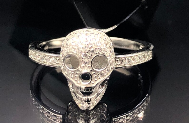 Skull Ring C Skull Ring Gothic Ring Day of the Dead Biker Ring Punk Ring 925 Sterling Silver Ring