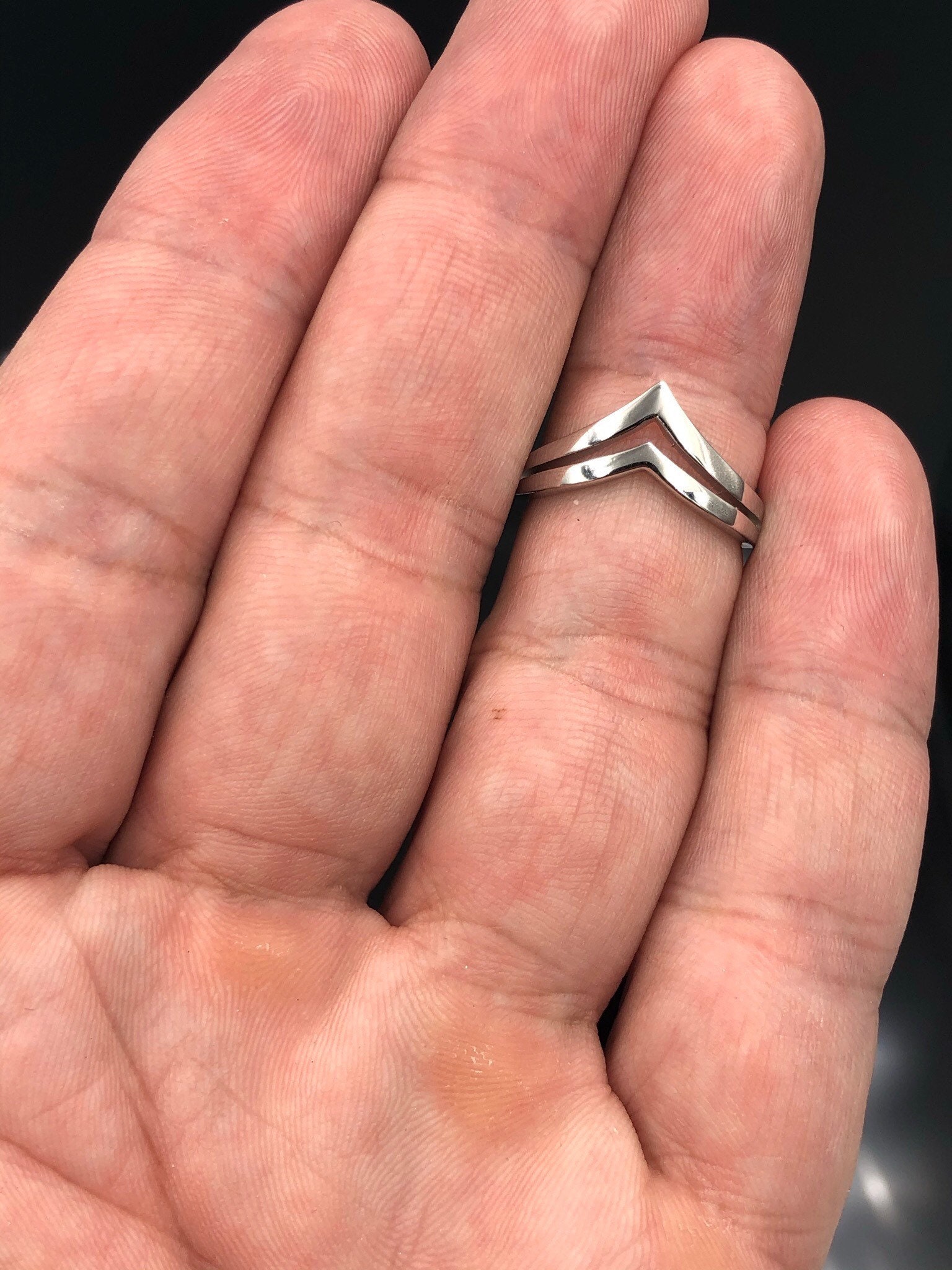 Wide Silver Chevron Ring - Double V Ring - Stacking Ring - Midi Ring ...