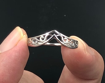 925 Filigree Stacking V Shape Ring - Chevron Ring - Thumb Ring