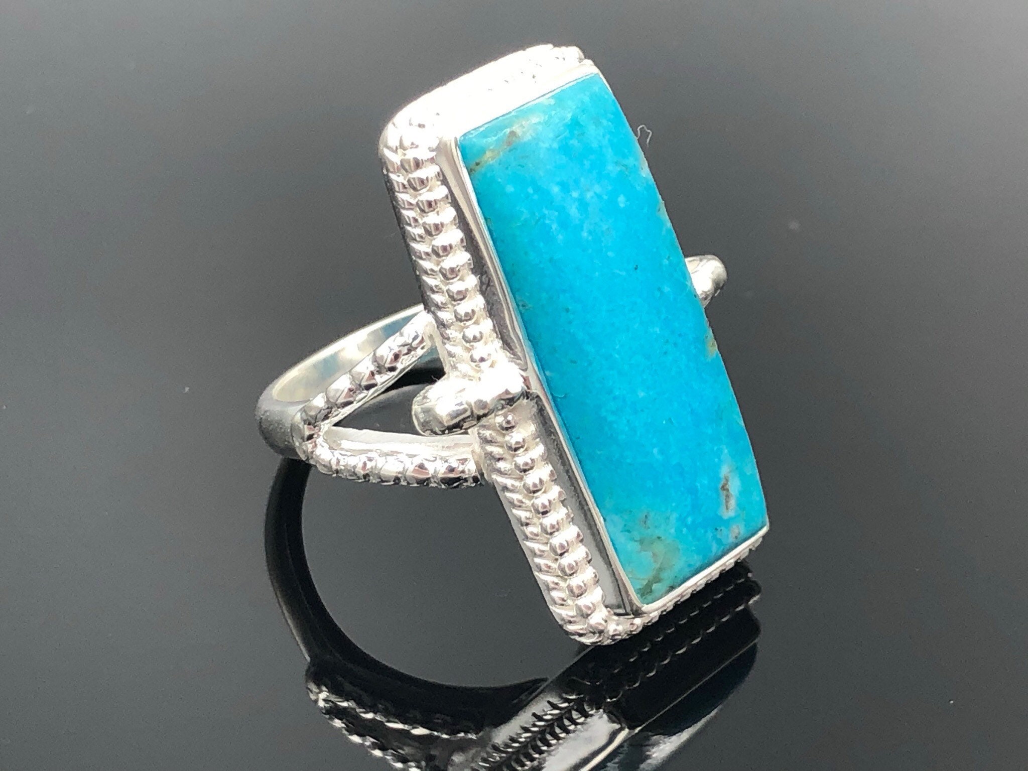 XL Mohave Blue Arizona Turquoise 925 Sterling Silver Statement Ring - Etsy