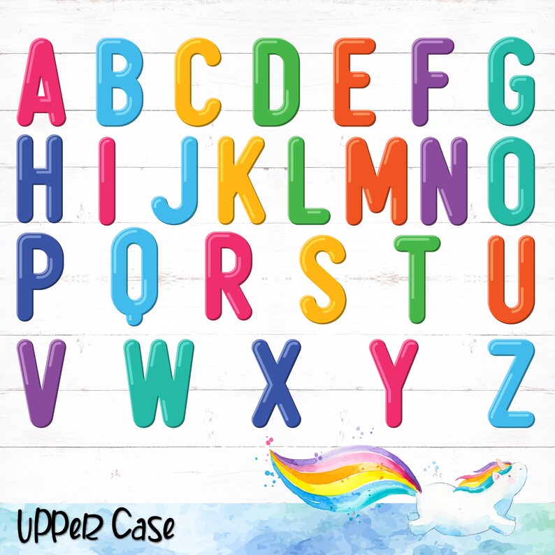 Letras del alfabeto digital imprimibles del arco iris moderno - Etsy México