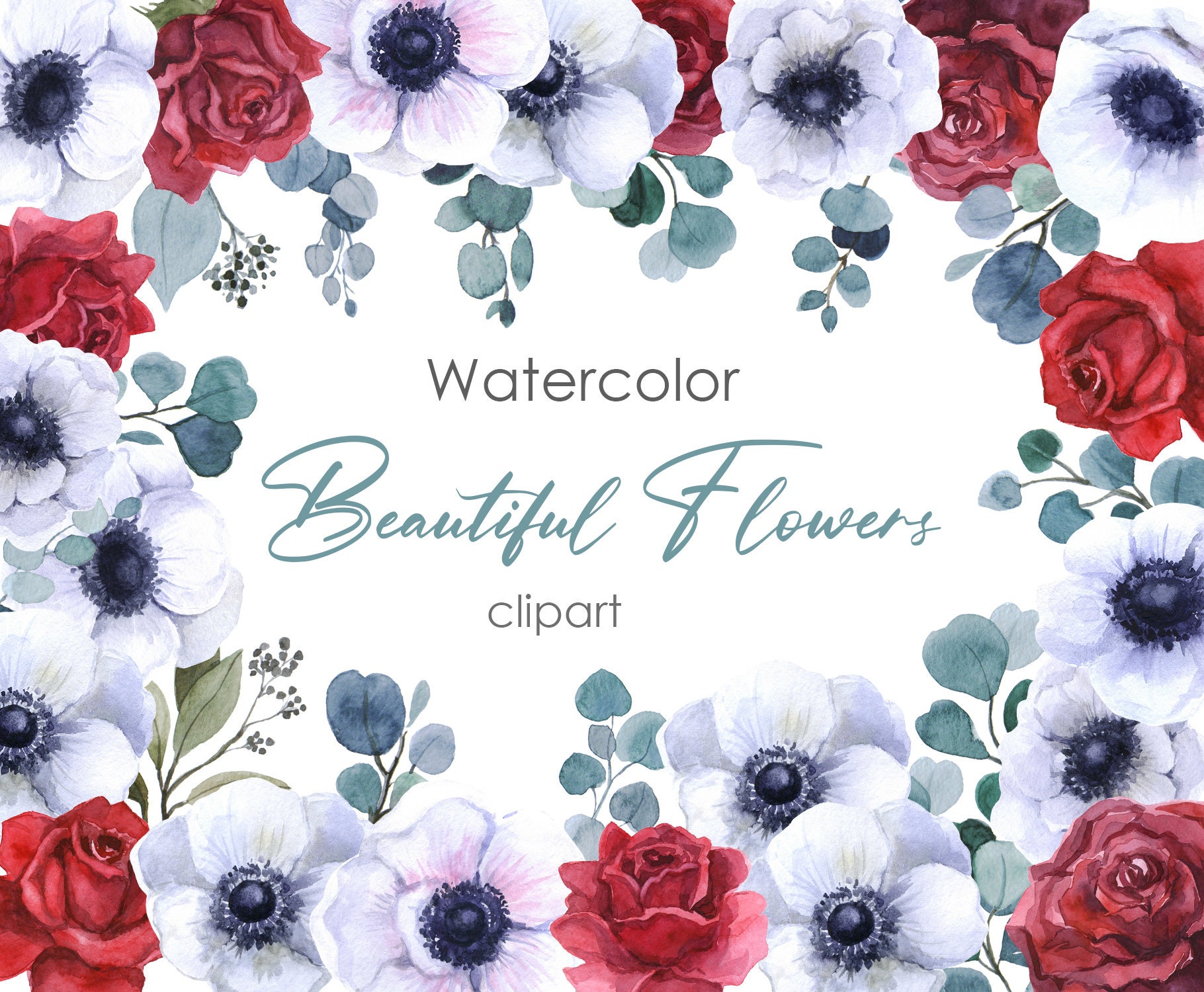 Floral Clipart Watercolor Flowers Clipart Water Color Floral Etsy