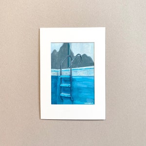Original &#39;Empty Pool&#39; Gouache Painting: Mid-Century Modern Art