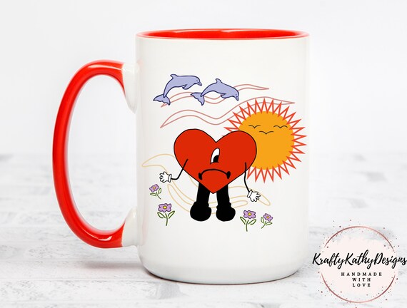 Un San Valentin Sin ti, Bad Bunny, Coffee Mug, valentine mug, cute bad bunny mug