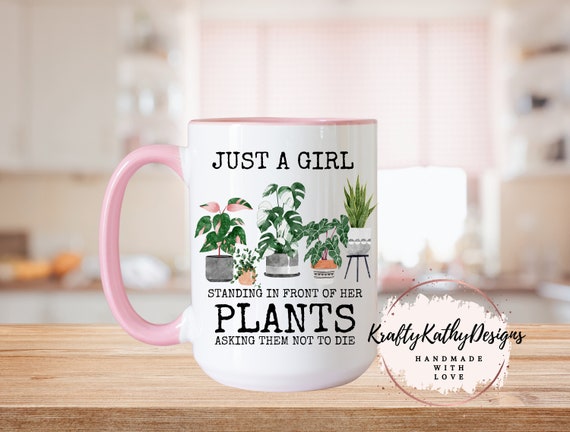 Just a girl standing in front of her plants, Houseplants Mug, Monstera Mug, Exotic Plant mug, Plant Coffee Mug, Ceramic Cup, Plant Lady gift