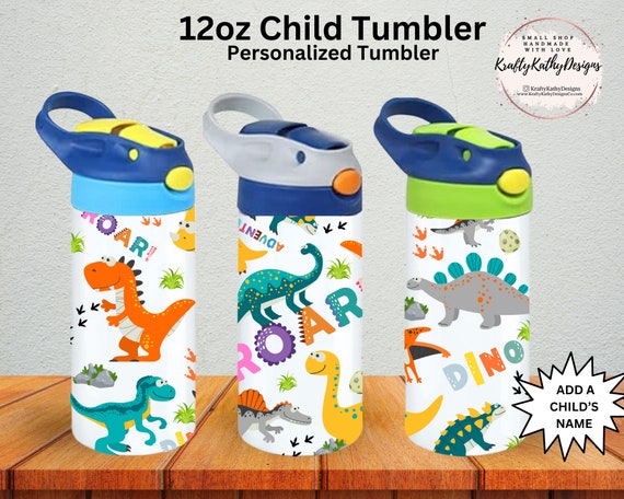 Dinosaurs, Cute Dino, Kids Water Bottle, Toddler Sippy Tumbler, 12oz Tumbler, Back to school, Kids Personalized Tumbler