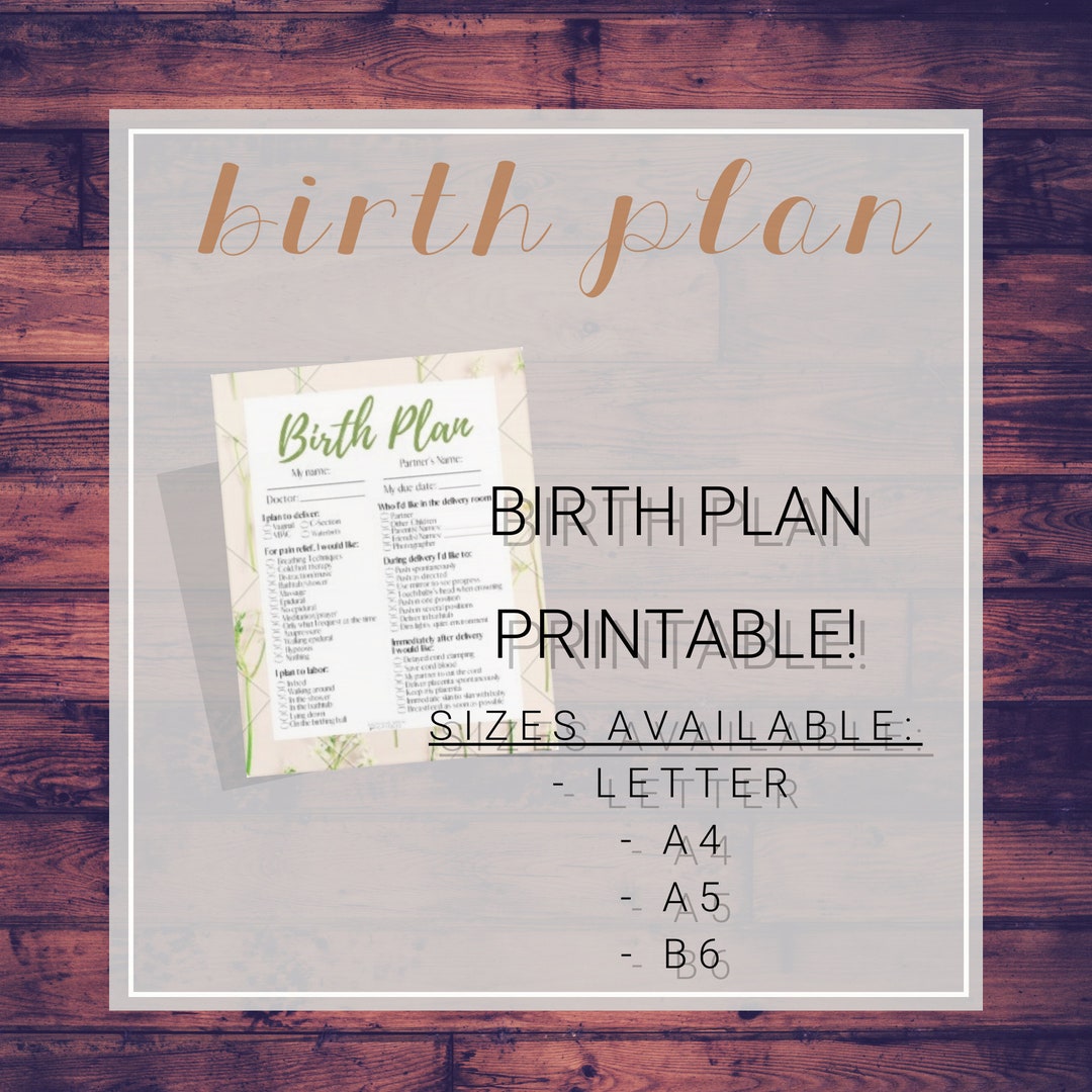COMPLETE Printable Birth Plan - Etsy