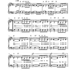 Above All Else - Digital Hymn Melodi Noter med Lyrics - Tonart D