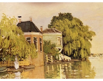 Grußkarte mit Umschlag - Häuser am Achterzaan von Claude Monet Französisch #2017