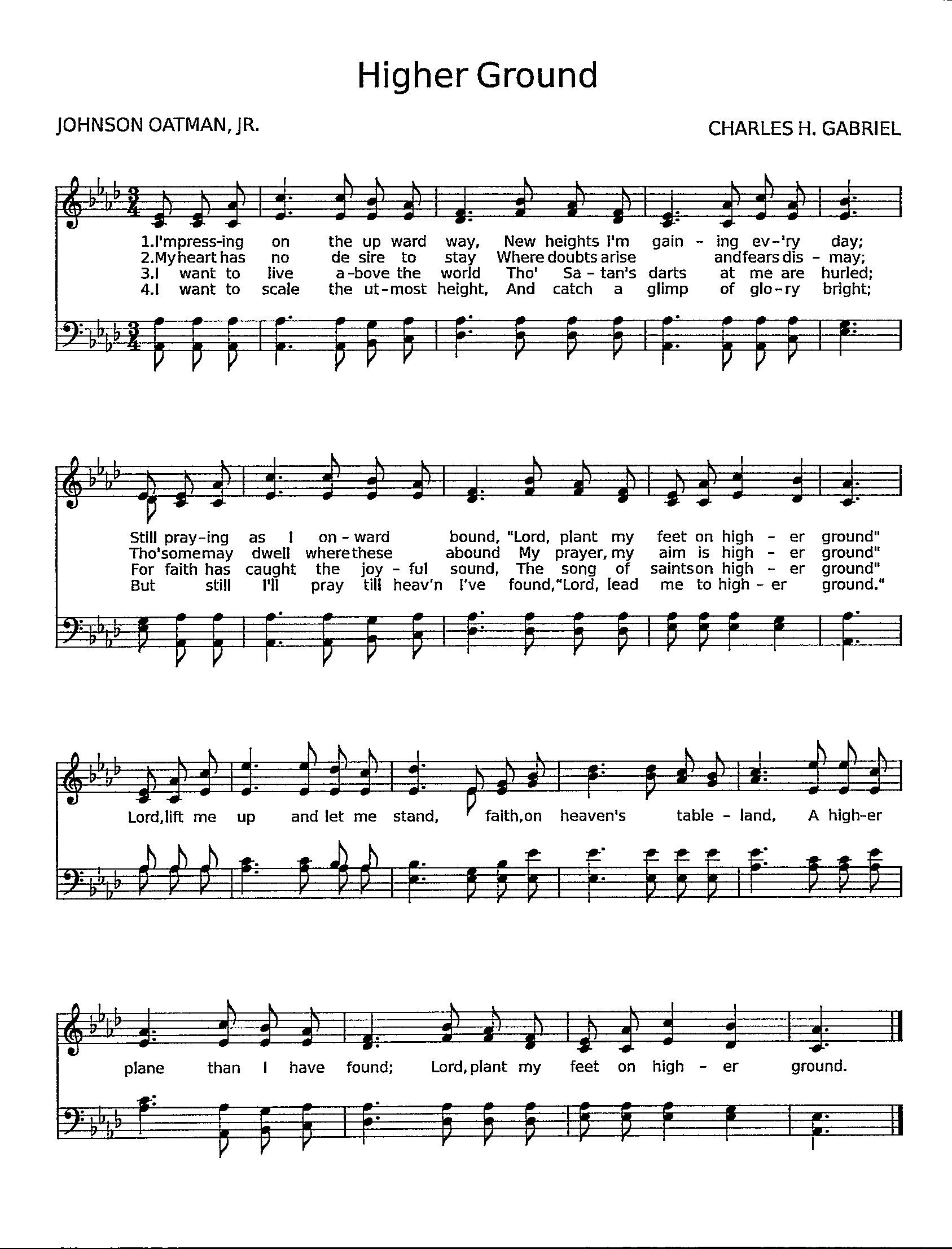 Higher Ground - デジタルダウンロード ピアノ用賛美歌（歌詞