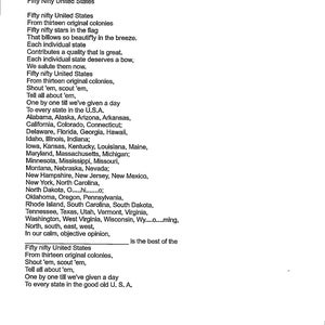 Songtekst van Fifty Nifty United States - digitale download van de Verenigde Staten in alfabetische volgorde