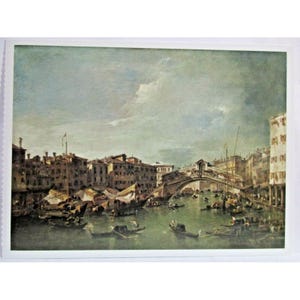 Cartão postal do artista italiano Francesco Guardi - Ponte Rialta do Grande Canal Veneza