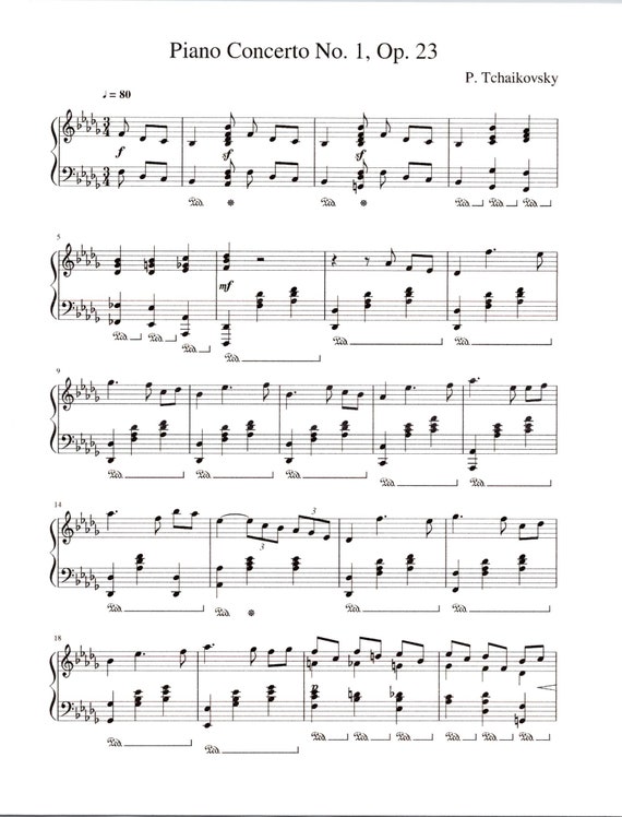 Piano Concerto No. 1 Op 23 by P Tchaikovsky - Digital Piano Solo