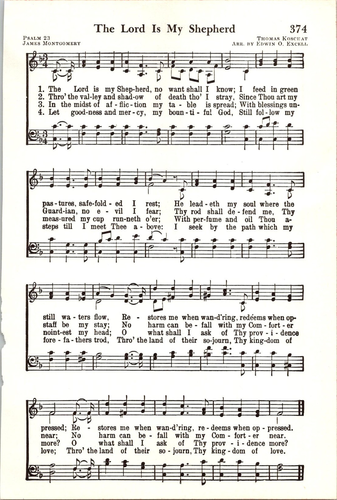 The Lord is My Shepherd Digital Hymn Sheet Music Key of F Etsy