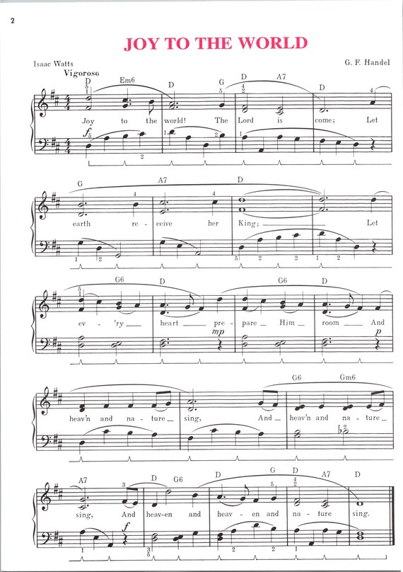 Joy to the World Digital Sheet Music French Carol Key of D Late