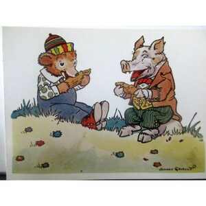 Cartão postal do ilustrador de livros - O Pequeno Urso Marrom 1920 por Johnny Gruelle