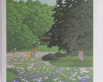 Artist Note Card - Kawase Hasui - Iris Garden at Meiji Shrine, Tokyo 1951