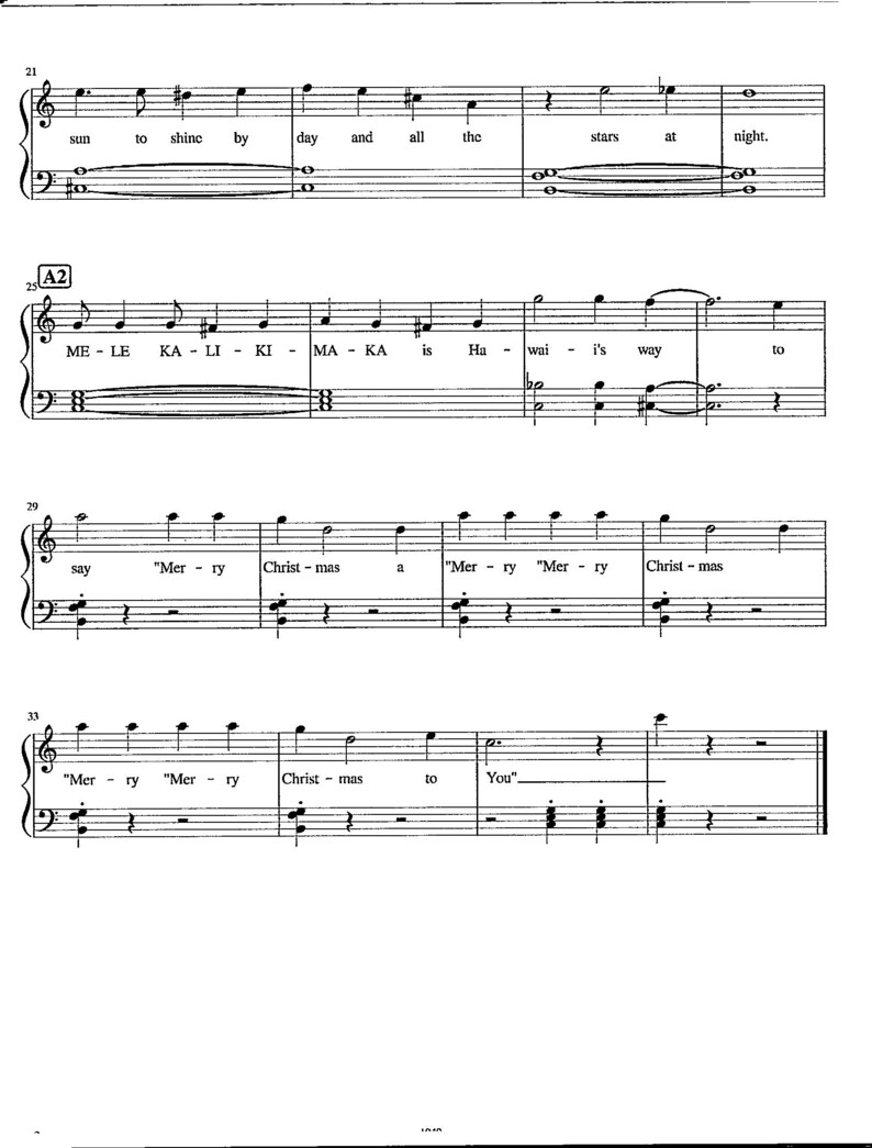 Mer Ry Add Mele Kalikimaka - Digital Hawaiian Christmas Song With Lyrics - Key of ...