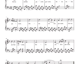 Dona Nobis Pacem - 伝統的なカノン楽譜 - 簡単なデジタルアレンジ - F
