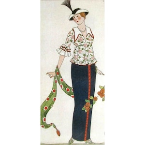 Carte postale Art déco George Barbier - réimpression 1912 Journal n°3 jupe chemisier d'été