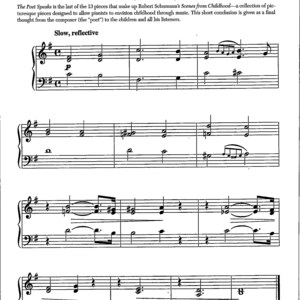 The Poet Speaks by Robert Schumann Digital Piano Sheet Music Key of G Late Beginner Level