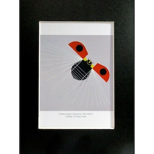 Charley Harper Calendar Print Ladybug, Fly Away Home 8&quot; X 10&quot; in Black Mat