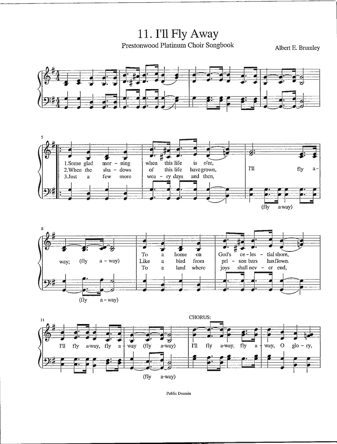 I'll Fly Away - Digital Hymn Tune With Lyrics - Key of G - Etsy