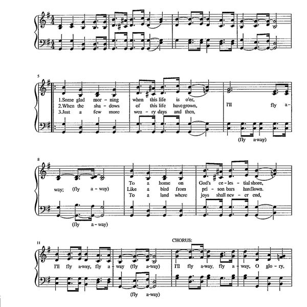 I'll Fly Away - Digital Hymn Tune with Lyrics - Key of G