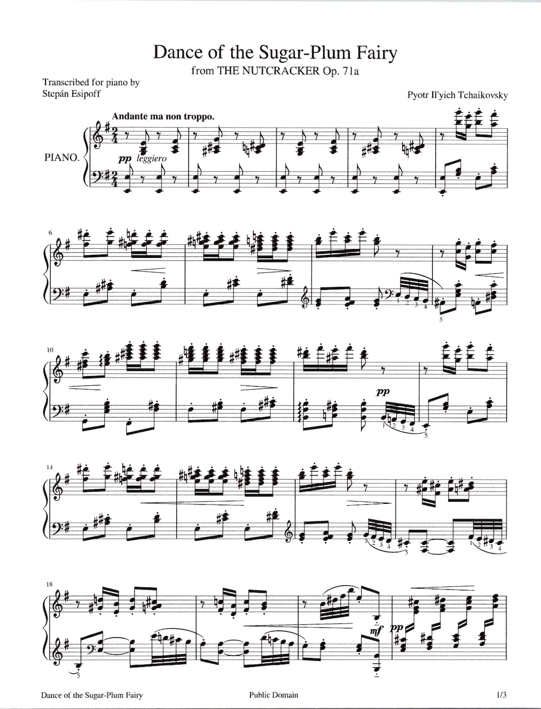 Dance of the Sugar-plum Fairy From the Nutcracker Piano Solo - Digital ...