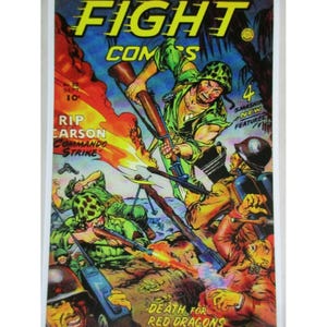 Carte postale - Fight Comics #82 septembre Rip Carson Commando Strike/Dragons rouges