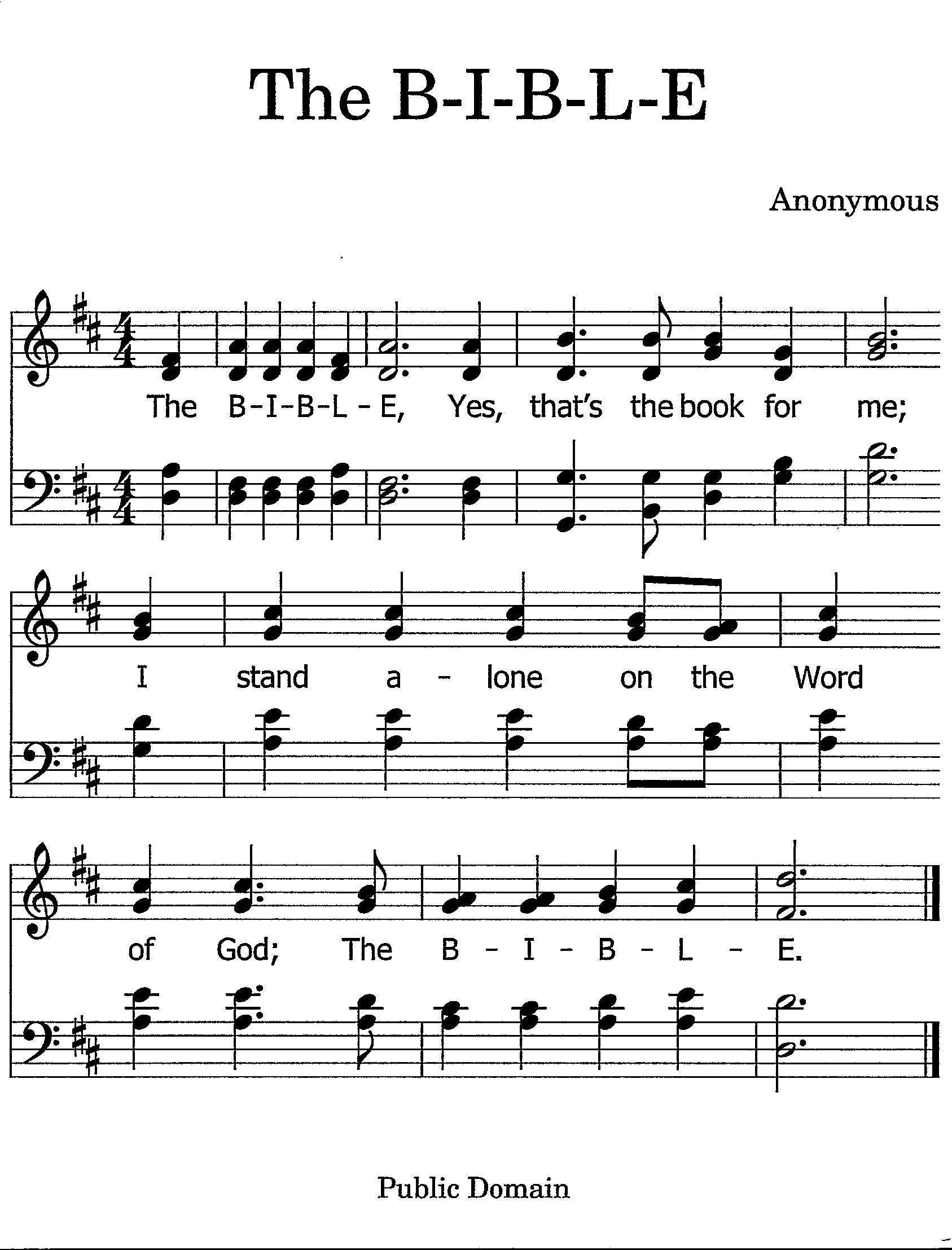 The B-I-B-L-E - Digital Printable Hymn - Key of D