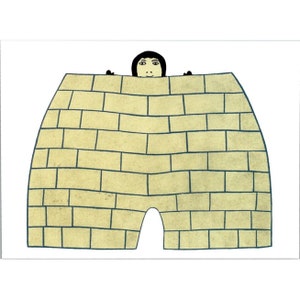 Postal Dorset IGLOO 1979 de Kakulu Saggiaktok Inuit Art 6,5 x 4,75 pulg.