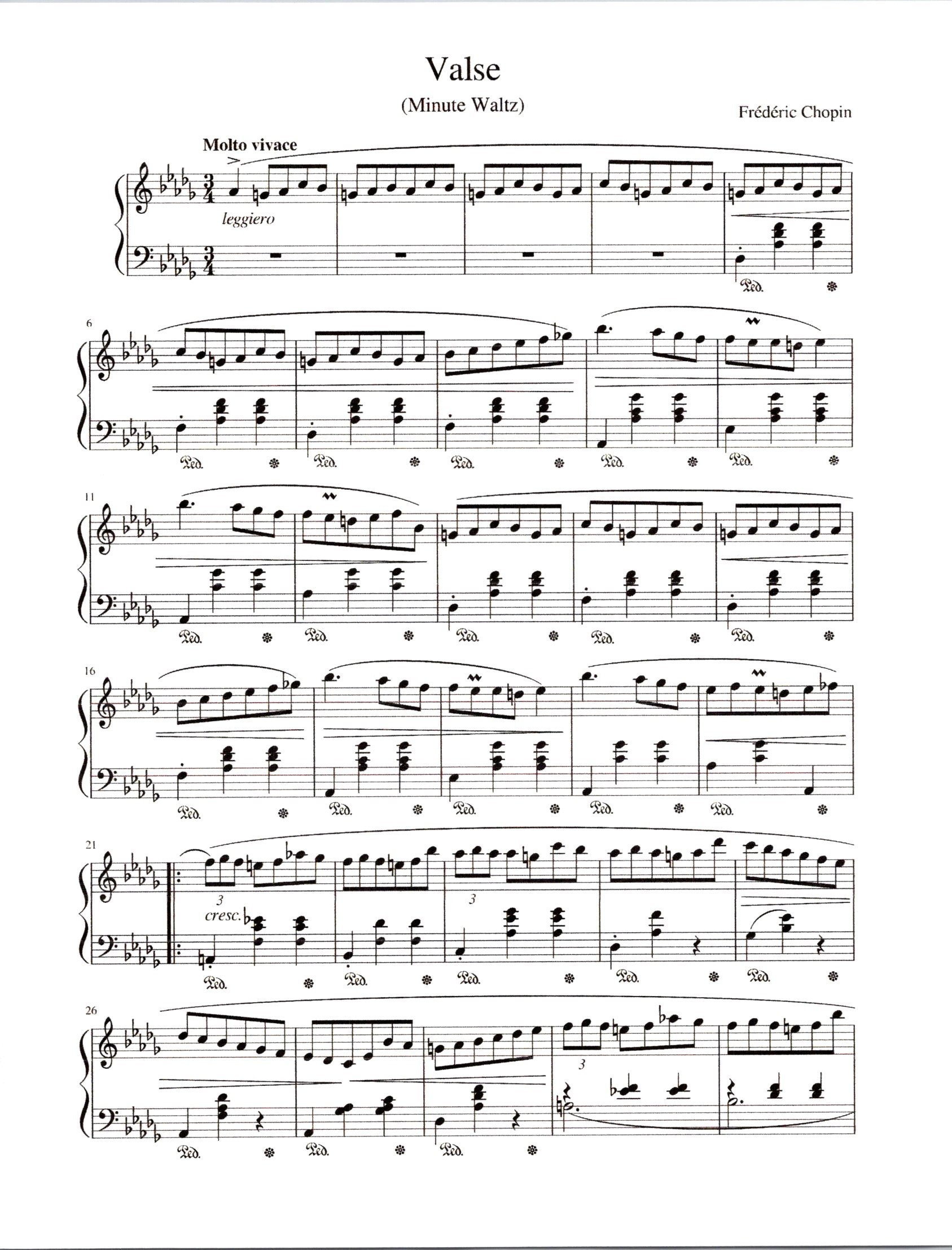 Valse/minute Waltz by Frederic Chopin - Digital Classical Sheet