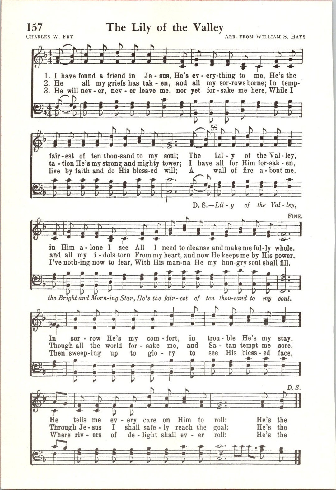 The Lily of the Valley Digital Hymn Tune Sheet Music Key of F Etsy