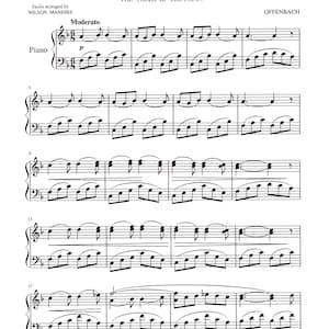 Barcarolle from The Tales of Hoffman by Offenbach - Digital Piano Solo Sheet Music - Key of F
