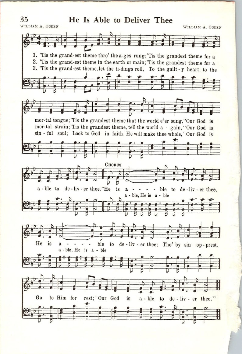 He is able to deliver thee digital hymn sheet music key of b flat