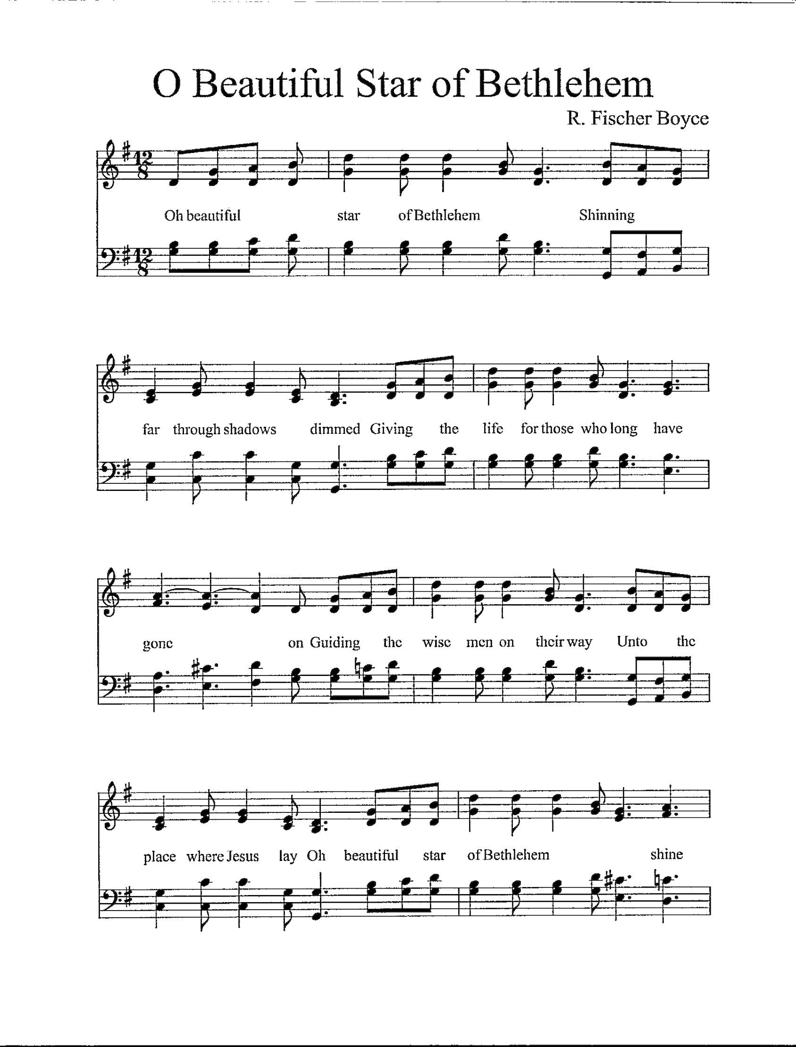 O Beautiful Star of Bethlehem - Digital Hymn Tune With Lyrics - Key of ...