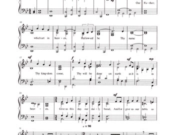 The Lord's Prayer - Digital Easy Piano and Vocal Arrangement - Key of B Flat