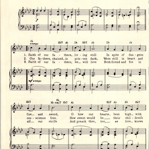 Faith of Our Fathers Sheet Music - Hymn Tune - Key of A Flat