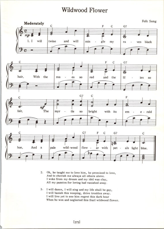 ワイルドウッド・フラワーの楽譜 - デジタルフォークソング（キー：C