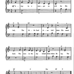 Away in a Manger - Digital Piano Keyboard Sheet Music - Beginner Level Key of C