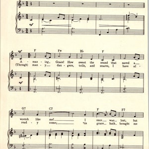 Amazing Grace Sheet Music - Digital Hymn Tune - Key of F