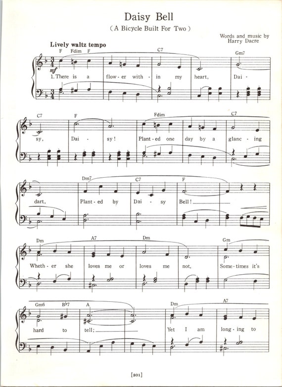 Daisy Bell (A Bicycle Built for Two) Sheet Music Digital Waltz