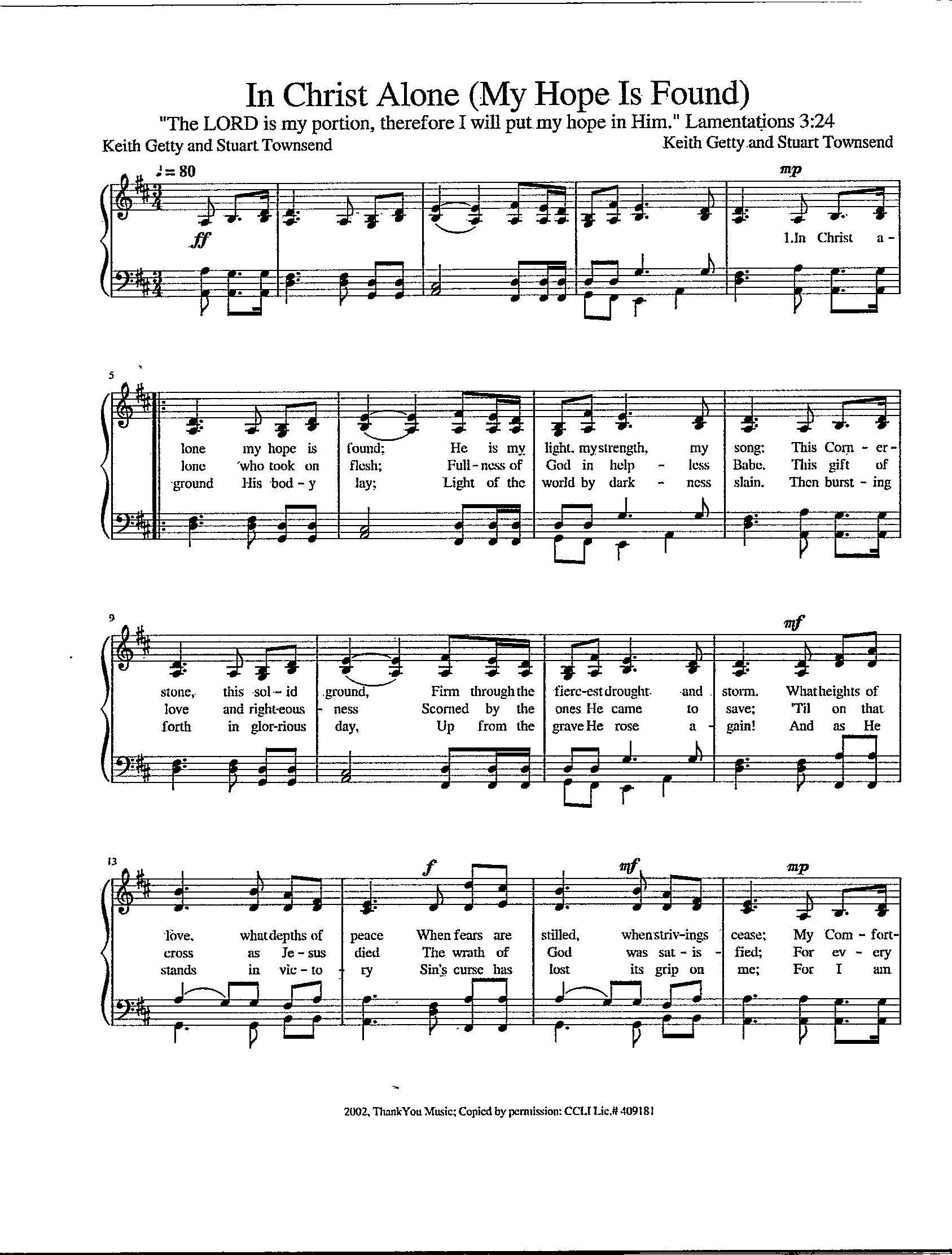 In Christ Alone Sheet Music - Etsy
