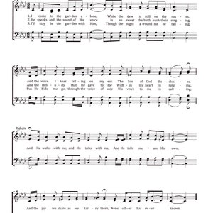 In The Garden - Digital Hymn Tune Sheet Music with Lyrics - Key of A Flat