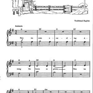 Here We Come A-Caroling - Digital Piano Keyboard Sheet Music - Beginner Level Key of G
